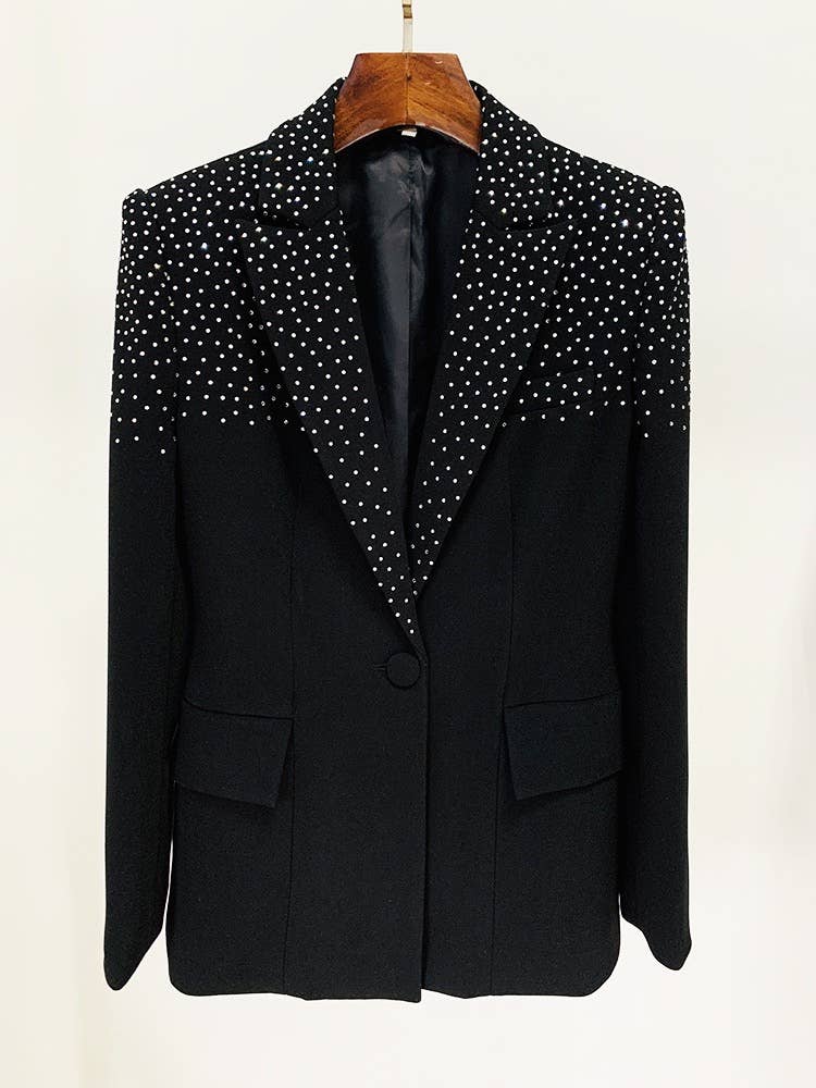 SET104 Elegant Diamond Blazer & Skirt Suit