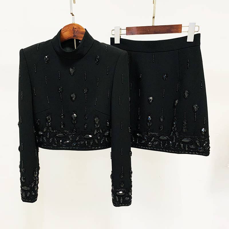 SET038 Introducing our “Luxe Beaded Diamond Top & Skirt Ens