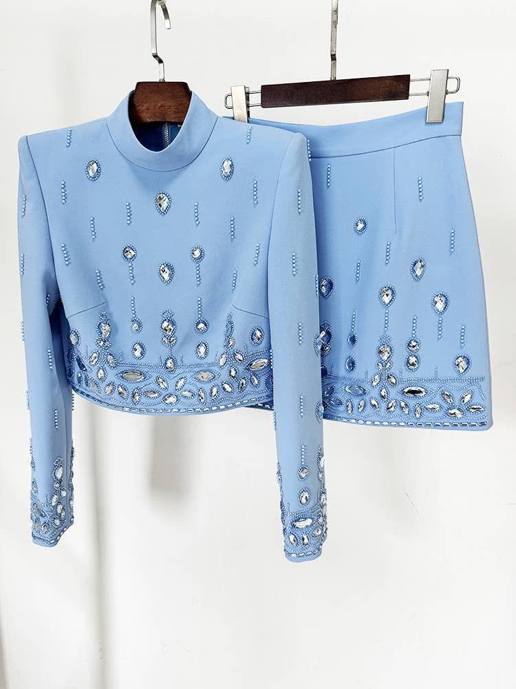 SET038 Introducing our “Luxe Beaded Diamond Top & Skirt Ens