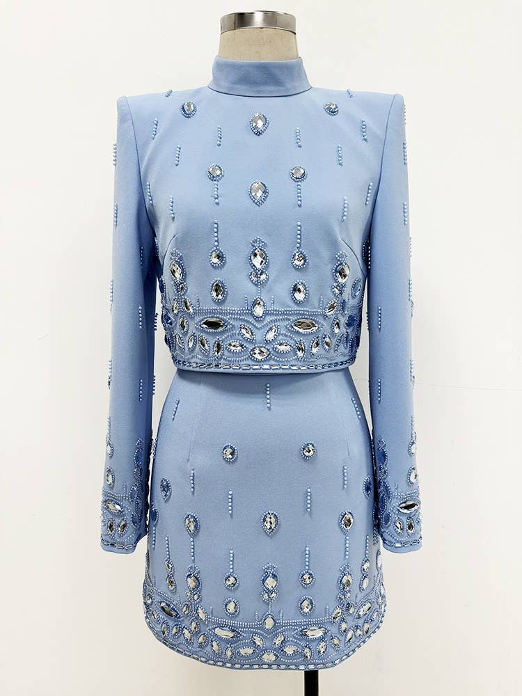 SET038 Introducing our “Luxe Beaded Diamond Top & Skirt Ens