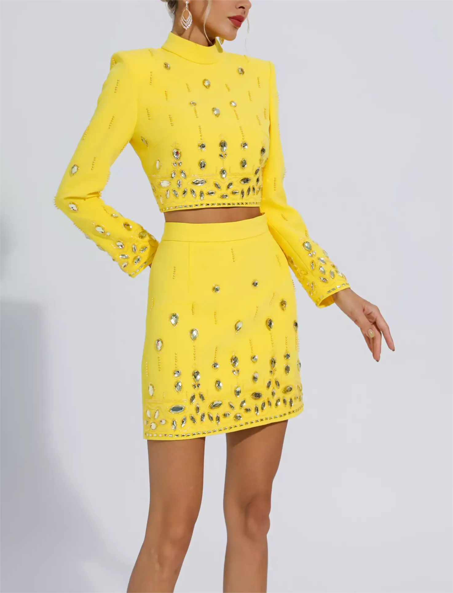 SET038 Beaded Biamond Cropped Top And skirt Suit Madison Avenue Louisville SET038 Beaded Biamond Cropped Top And skirt Suit Madison Avenue Louisville